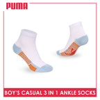 Puma Boys’ Cotton Thin Casual Ankle Socks 3 pairs in 1 pack PBCKG36