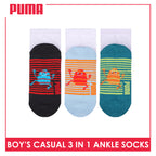 Puma Boys’ Cotton Thin Casual Ankle Socks 3 pairs in 1 pack PBCKG36
