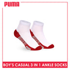 Puma Boys’ Cotton Thin Casual Ankle Socks 3 pairs in 1 pack PBCKG36