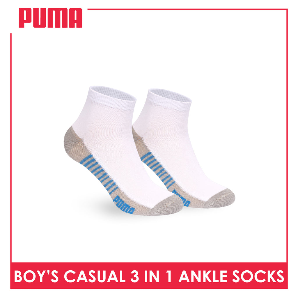 Puma Boys’ Cotton Thin Casual Ankle Socks 3 pairs in 1 pack PBCKG36