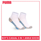 Puma Boys’ Cotton Thin Casual Ankle Socks 3 pairs in 1 pack PBCKG36