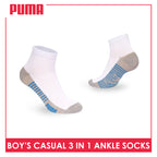 Puma Boys’ Cotton Thin Casual Ankle Socks 3 pairs in 1 pack PBCKG36