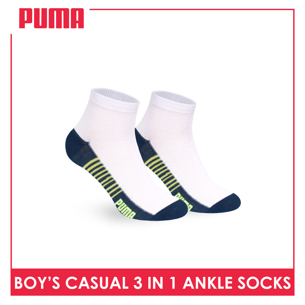 Puma Boys’ Cotton Thin Casual Ankle Socks 3 pairs in 1 pack PBCKG36