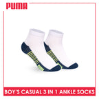 Puma Boys’ Cotton Thin Casual Ankle Socks 3 pairs in 1 pack PBCKG36