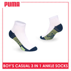 Puma Boys’ Cotton Thin Casual Ankle Socks 3 pairs in 1 pack PBCKG36
