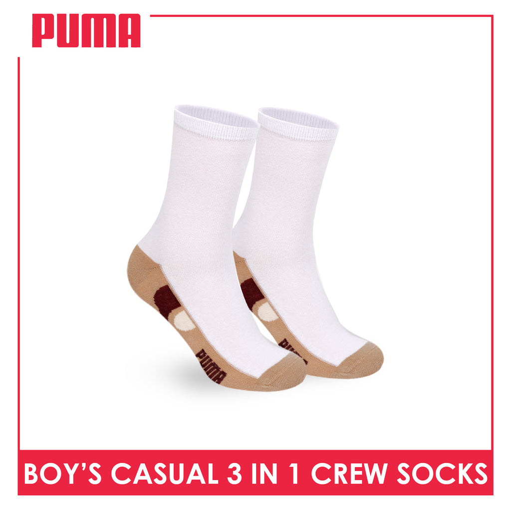 Puma Boys’ Cotton Thin Casual Crew Socks 3 pairs in 1 pack PBCKG38