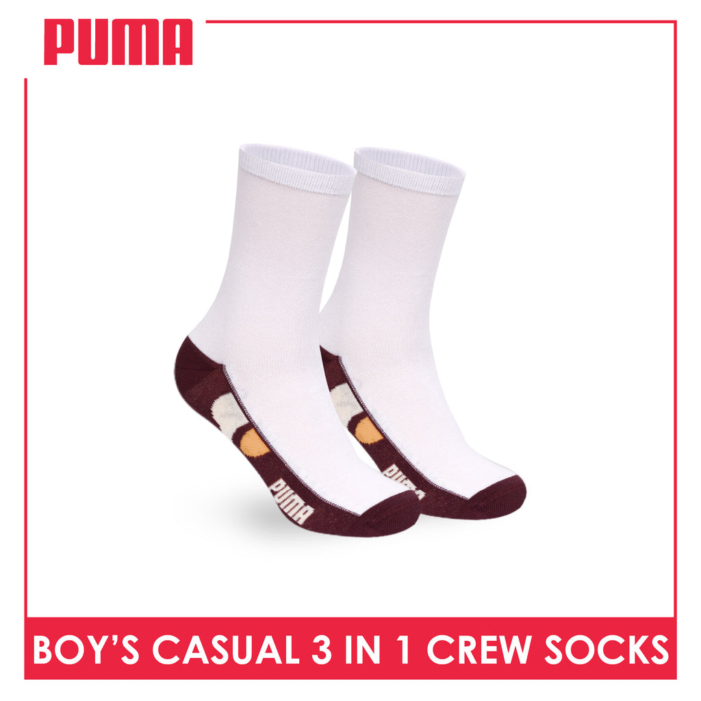 Puma Boys’ Cotton Thin Casual Crew Socks 3 pairs in 1 pack PBCKG38