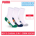 Puma Boys’ Cotton Thin Casual Crew Socks 3 pairs in 1 pack PBCKG38