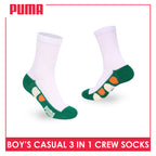 Puma Boys’ Cotton Thin Casual Crew Socks 3 pairs in 1 pack PBCKG38