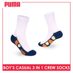 Puma Boys’ Cotton Thin Casual Crew Socks 3 pairs in 1 pack PBCKG38