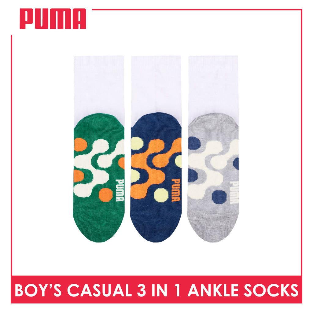 Puma Boys’ Cotton Thin Casual Crew Socks 3 pairs in 1 pack PBCKG38