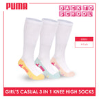 Puma Girls’ Cotton Thin Casual Knee High Socks 3 pairs in 1 pack PGKHG4