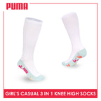 Puma Girls’ Cotton Thin Casual Knee High Socks 3 pairs in 1 pack PGKHG4