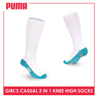 Puma Girls’ Cotton Thin Casual Knee High Socks 3 pairs in 1 pack PGKHG4