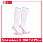 Puma Girls’ Cotton Thin Casual Knee High Socks 3 pairs in 1 pack PGKHG4