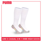 Puma Girls’ Cotton Thin Casual Knee High Socks 3 pairs in 1 pack PGKHG4