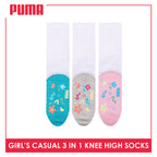 Puma Girls’ Cotton Thin Casual Knee High Socks 3 pairs in 1 pack PGKHG4