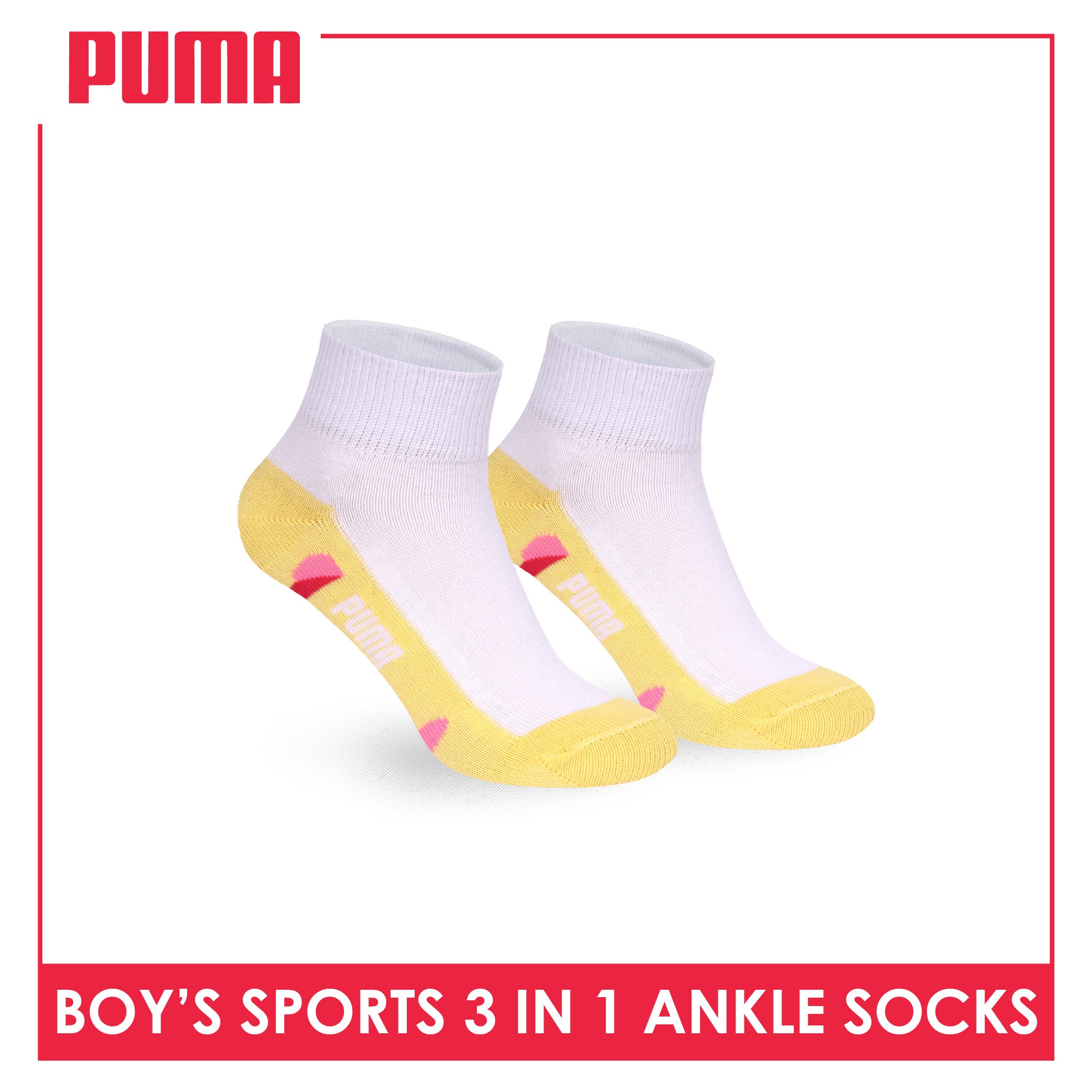 Puma Girls’ Cotton Thin Casual Ankle Socks 3 pairs in 1 pack PGCKG29