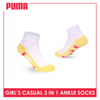 Puma Girls’ Cotton Thin Casual Ankle Socks 3 pairs in 1 pack PGCKG29