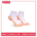 Puma Girls’ Cotton Thin Casual Ankle Socks 3 pairs in 1 pack PGCKG29