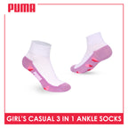 Puma Girls’ Cotton Thin Casual Ankle Socks 3 pairs in 1 pack PGCKG29