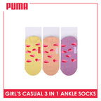 Puma Girls’ Cotton Thin Casual Ankle Socks 3 pairs in 1 pack PGCKG29
