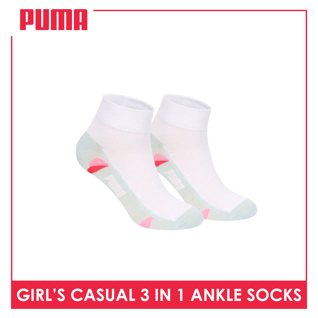 Puma Girls’ Cotton Thin Casual Ankle Socks 3 pairs in 1 pack PGCKG29