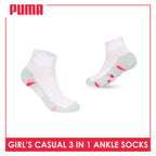 Puma Girls’ Cotton Thin Casual Ankle Socks 3 pairs in 1 pack PGCKG29