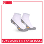 Puma Boys’ Cotton Thick Sports Ankle Socks 3 pairs in 1 pack PBSKG23
