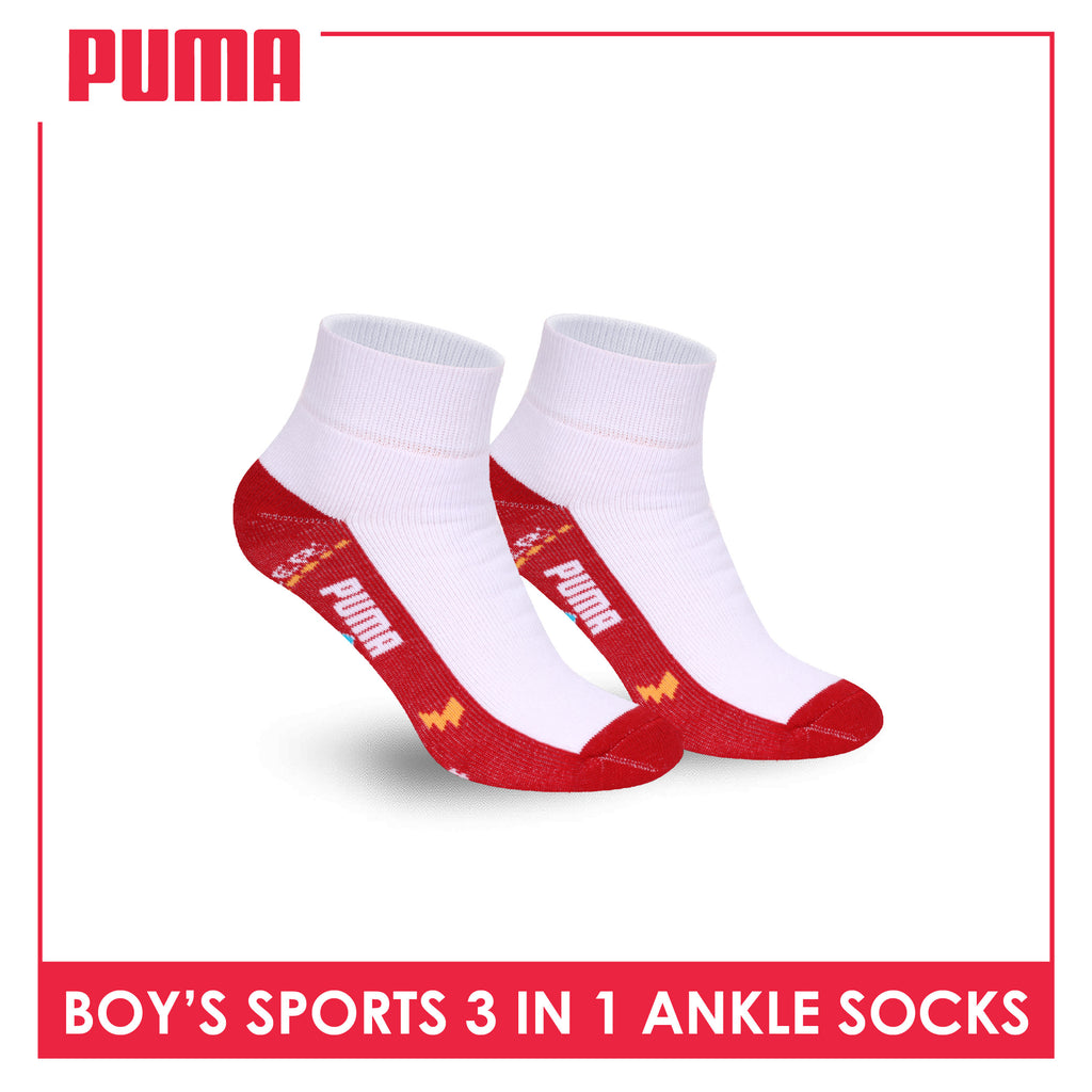Puma Boys’ Cotton Thick Sports Ankle Socks 3 pairs in 1 pack PBSKG23