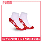 Puma Boys’ Cotton Thick Sports Ankle Socks 3 pairs in 1 pack PBSKG23
