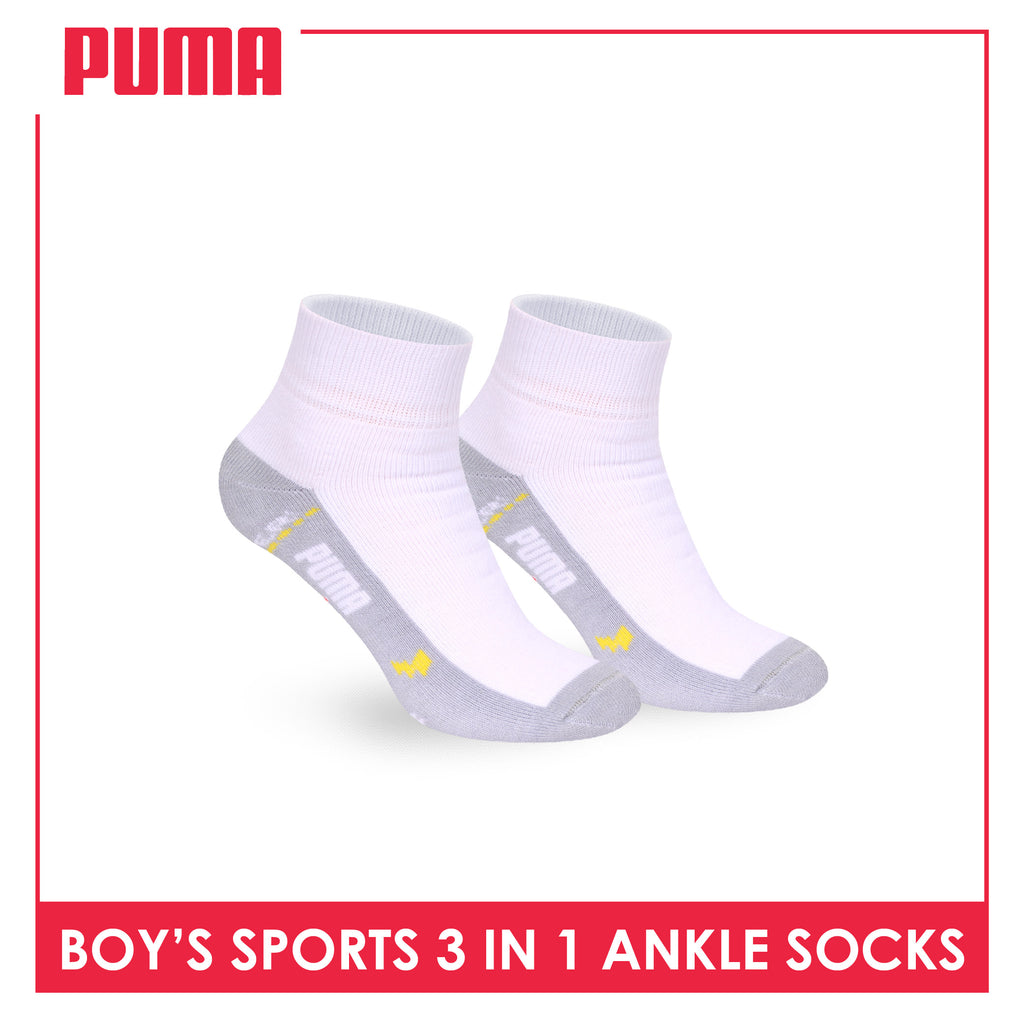Puma Boys’ Cotton Thick Sports Ankle Socks 3 pairs in 1 pack PBSKG23