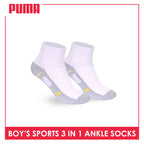 Puma Boys’ Cotton Thick Sports Ankle Socks 3 pairs in 1 pack PBSKG23