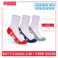 Puma Boys’ Cotton Thin Casual Crew Socks 3 pairs in 1 pack PBCKG37