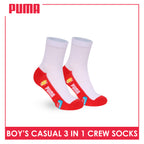 Puma Boys’ Cotton Thin Casual Crew Socks 3 pairs in 1 pack PBCKG37