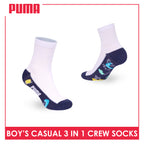 Puma Boys’ Cotton Thin Casual Crew Socks 3 pairs in 1 pack PBCKG37