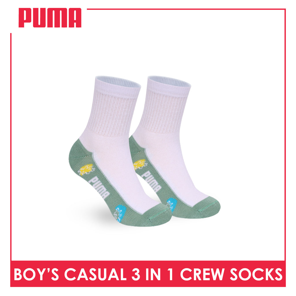 Puma Boys’ Cotton Thin Casual Crew Socks 3 pairs in 1 pack PBCKG37