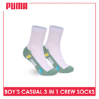 Puma Boys’ Cotton Thin Casual Crew Socks 3 pairs in 1 pack PBCKG37