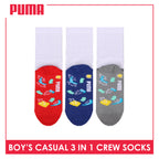 Puma Boys’ Cotton Thin Casual Crew Socks 3 pairs in 1 pack PBCKG37