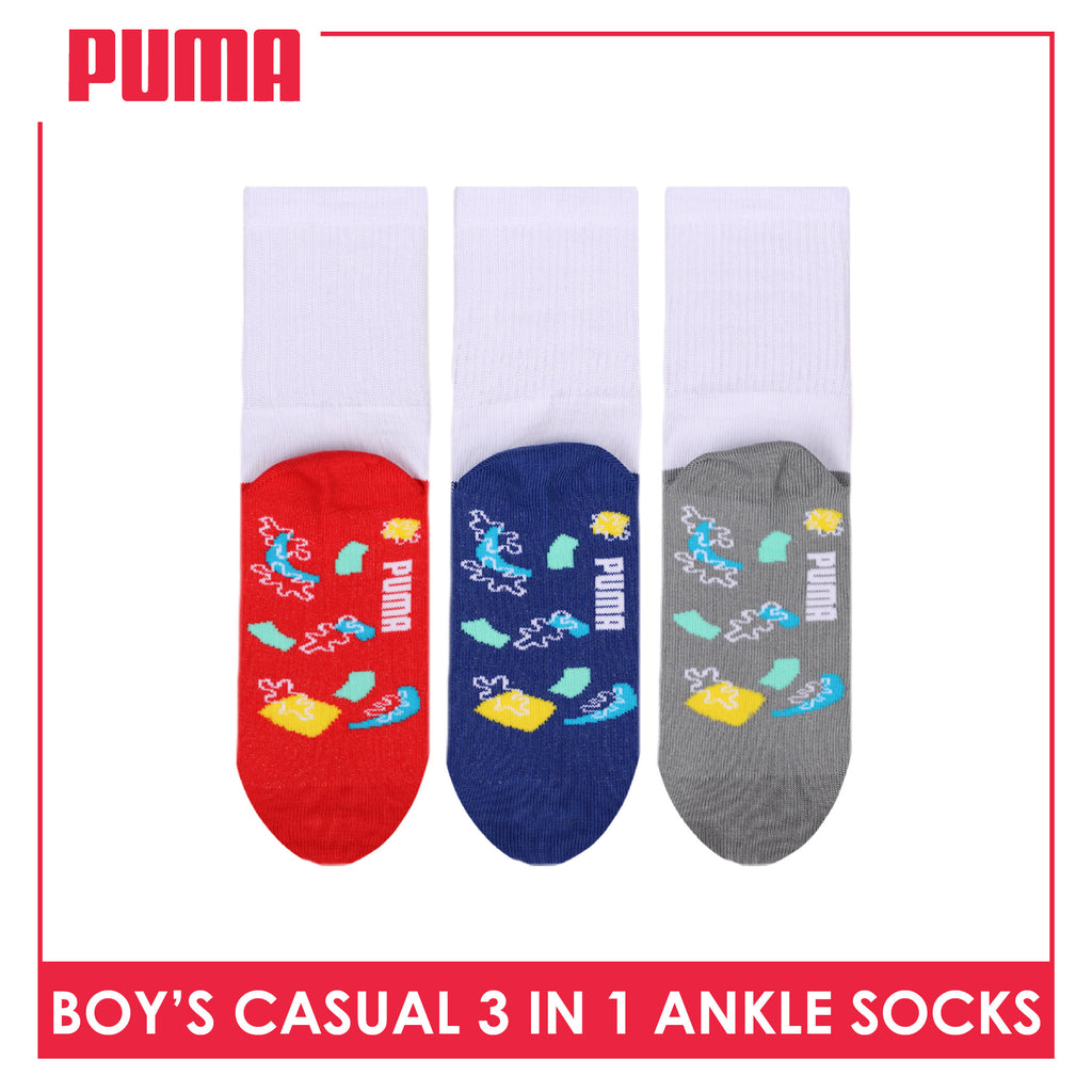 Puma Boys’ Cotton Thin Casual Crew Socks 3 pairs in 1 pack PBCKG37