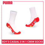 Puma Boys’ Cotton Thin Casual Crew Socks 3 pairs in 1 pack PBCKG37