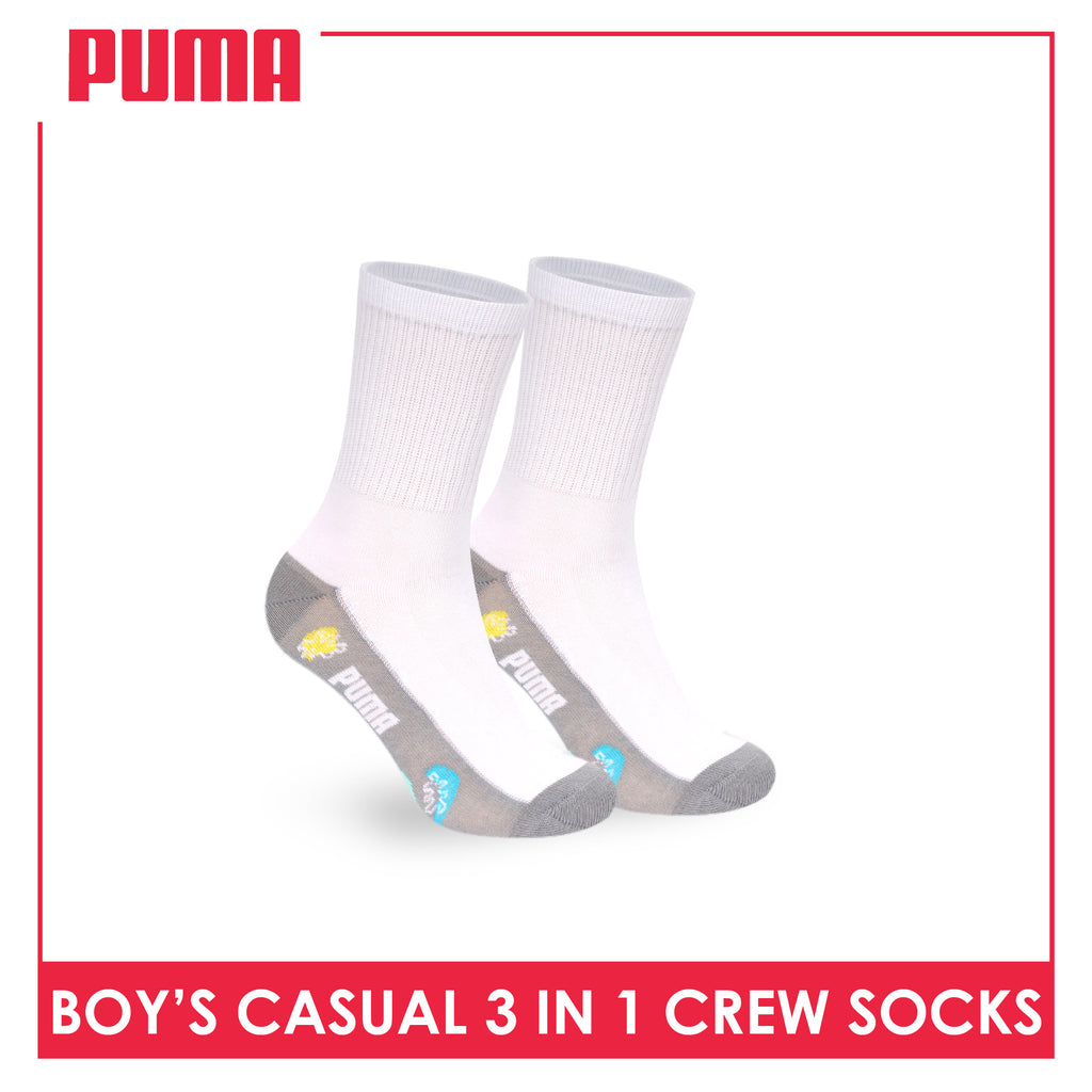 Puma Boys’ Cotton Thin Casual Crew Socks 3 pairs in 1 pack PBCKG37