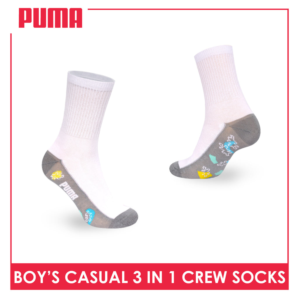 Puma Boys’ Cotton Thin Casual Crew Socks 3 pairs in 1 pack PBCKG37