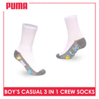 Puma Boys’ Cotton Thin Casual Crew Socks 3 pairs in 1 pack PBCKG37