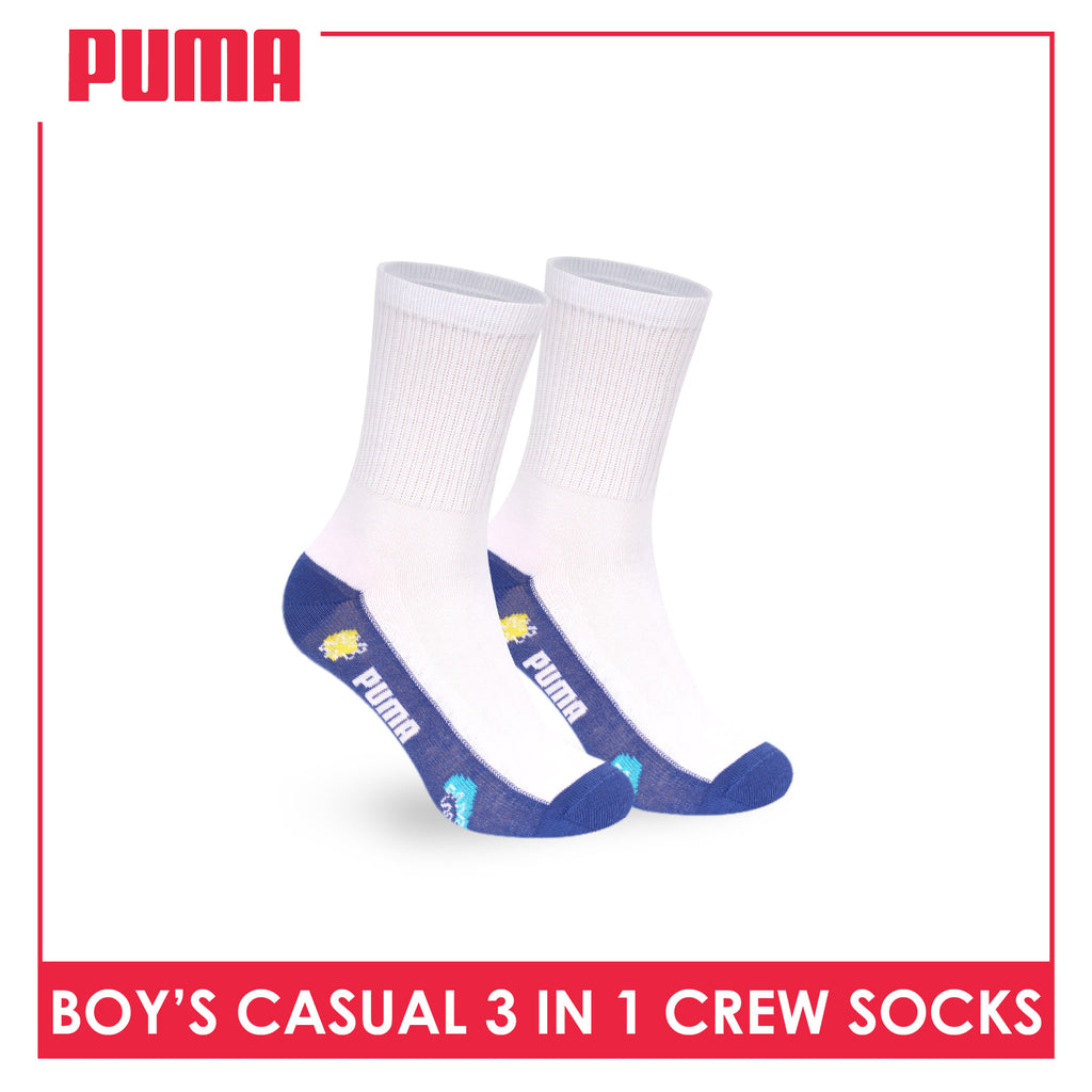 Puma Boys’ Cotton Thin Casual Crew Socks 3 pairs in 1 pack PBCKG37