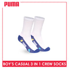 Puma Boys’ Cotton Thin Casual Crew Socks 3 pairs in 1 pack PBCKG37
