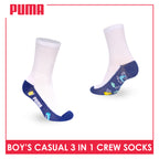 Puma Boys’ Cotton Thin Casual Crew Socks 3 pairs in 1 pack PBCKG37