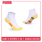 Puma Girls’ Cotton Thick Sports Ankle Socks 3 pairs in 1 pack PGSKG11