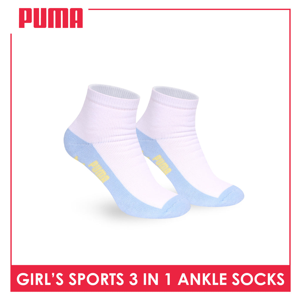 Puma Girls’ Cotton Thick Sports Ankle Socks 3 pairs in 1 pack PGSKG11