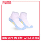 Puma Girls’ Cotton Thick Sports Ankle Socks 3 pairs in 1 pack PGSKG11